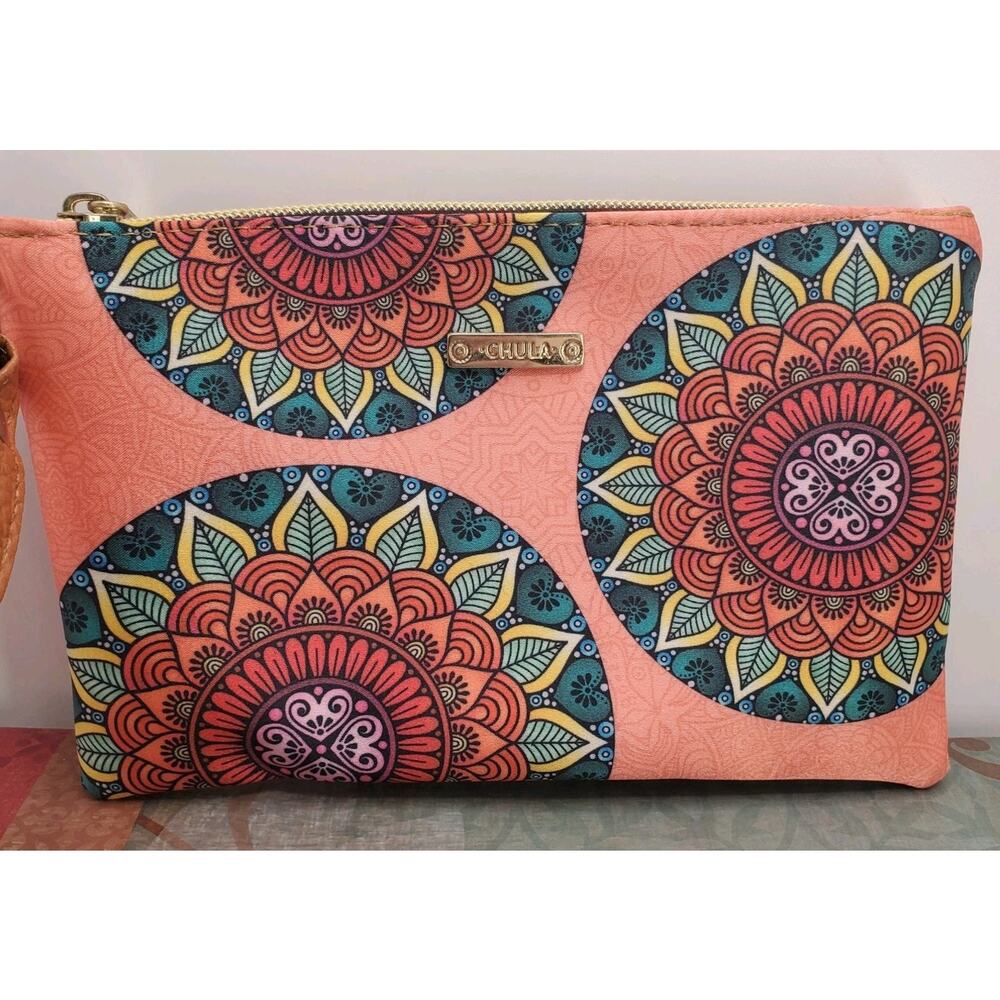 New Chula Wristlet Wallet Zip Top Colorful Fabric 4.5 X 7.5 Inch Boho